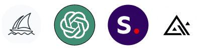 Logos der Tools: Midjourney, Stable Diffusion, DALL-E